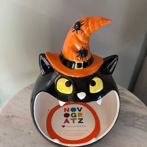 New Huge Halloween Black Cat witch Candy Dish
